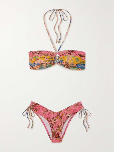 Zimmermann Junie halterneck cutout floral-print bikini at Collagerie