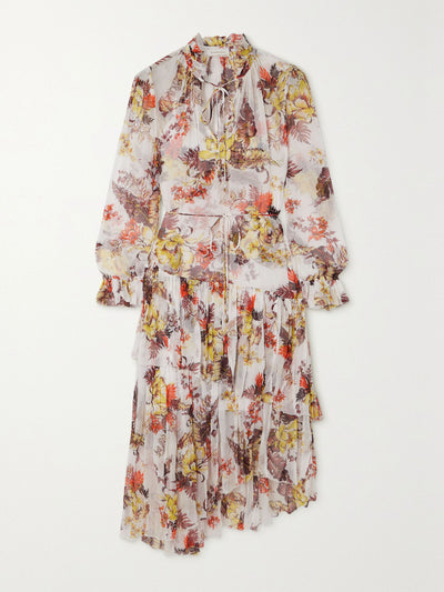 Zimmermann Matchmaker asymmetric floral-print chiffon midi dress at Collagerie