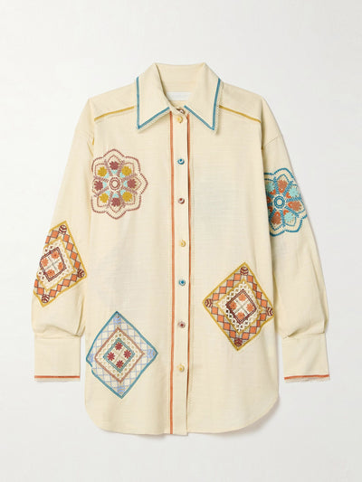 Zimmermann Ottie guipure lace-trimmed cotton shirt at Collagerie