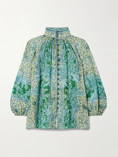 Zimmermann Ottie printed ramie blouse at Collagerie