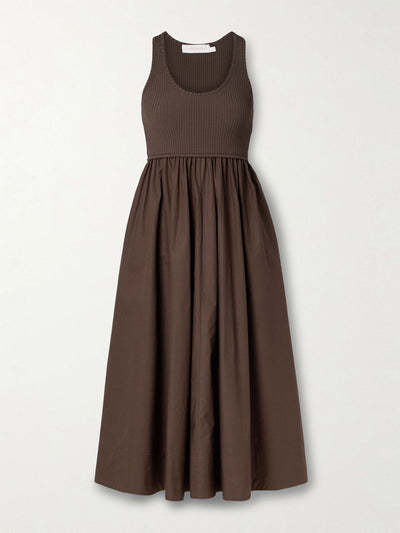 Zimmermann Ribbed-knit and cotton-poplin midi dress at Collagerie