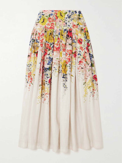 Zimmermann Floral print linen skirt at Collagerie