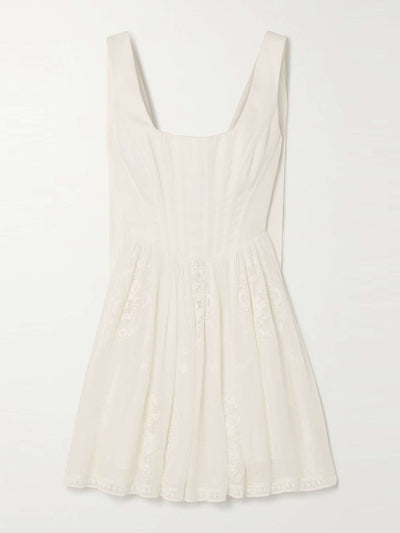Zimmermann Alight lace-trimmed ramie bustier mini dress at Collagerie