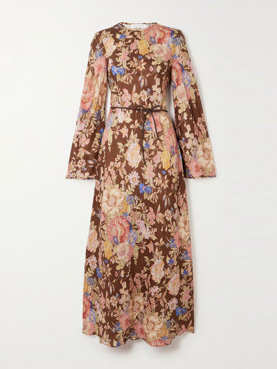 Zimmermann August belted floral-print linen maxi dress at Collagerie