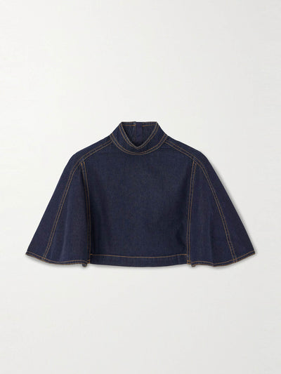 Zimmermann Cropped cape-effect denim blouse at Collagerie