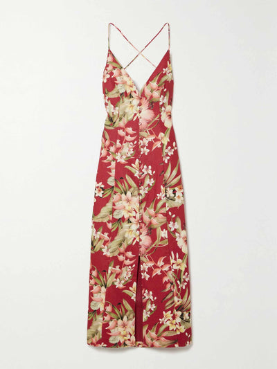 Zimmermann Lexi floral-print linen midi dress at Collagerie