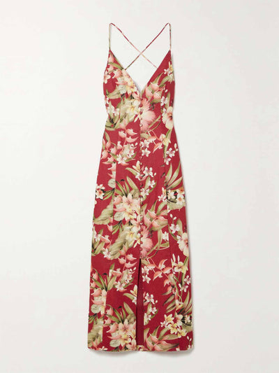 Zimmermann Lexi floral-print linen midi dress at Collagerie