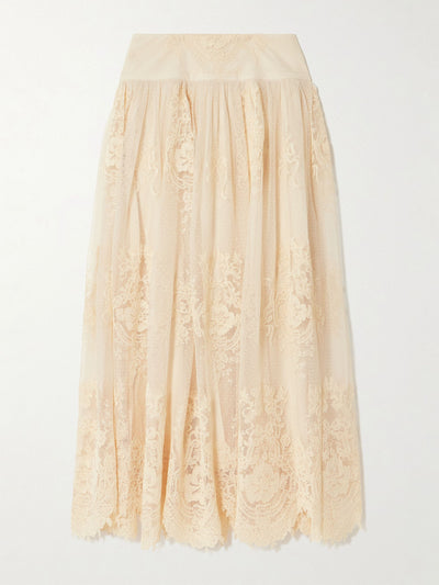 Zimmermann Hypnotic gathered flocked lace maxi skirt at Collagerie
