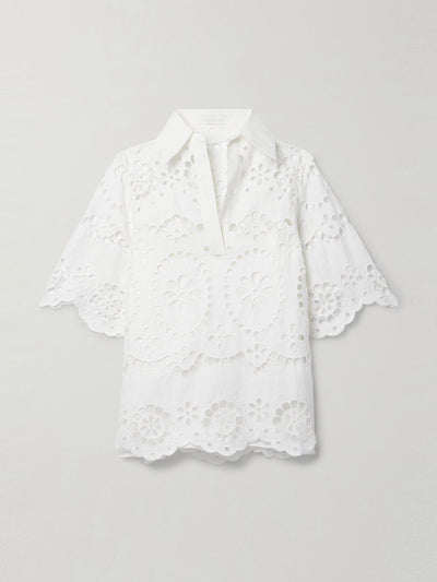 Zimmermann Lexi broderie anglaise linen top at Collagerie