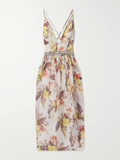Zimmermann Embellished floral-print midi dress at Collagerie