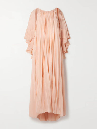 Zimmermann Illuminate cape-effect pleated crepe de chine maxi dress at Collagerie
