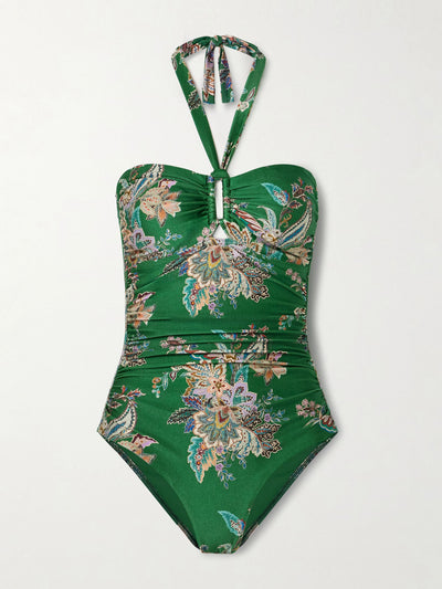 Zimmermann Rhiannon printed halterneck swimsuit at Collagerie