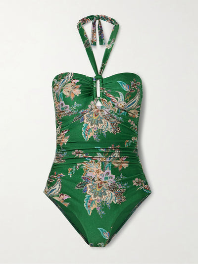 Zimmermann Rhiannon printed halterneck swimsuit at Collagerie