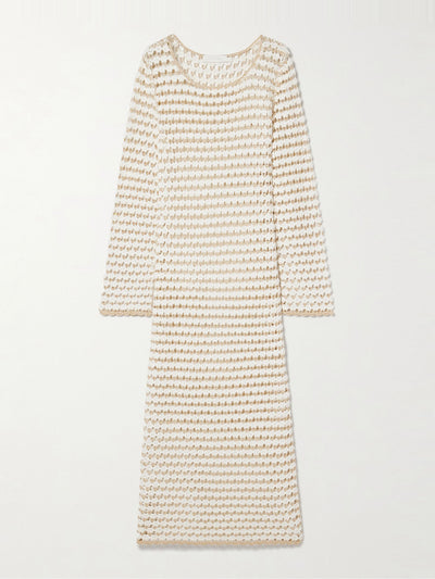 Zimmermann Tallow metallic crocheted cotton-blend midi dress at Collagerie
