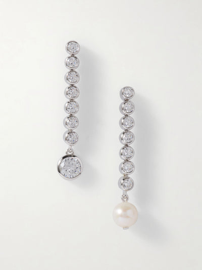 Completedworks Ascent recycled rhodium-plated pearl and cubic zirconia earrings at Collagerie