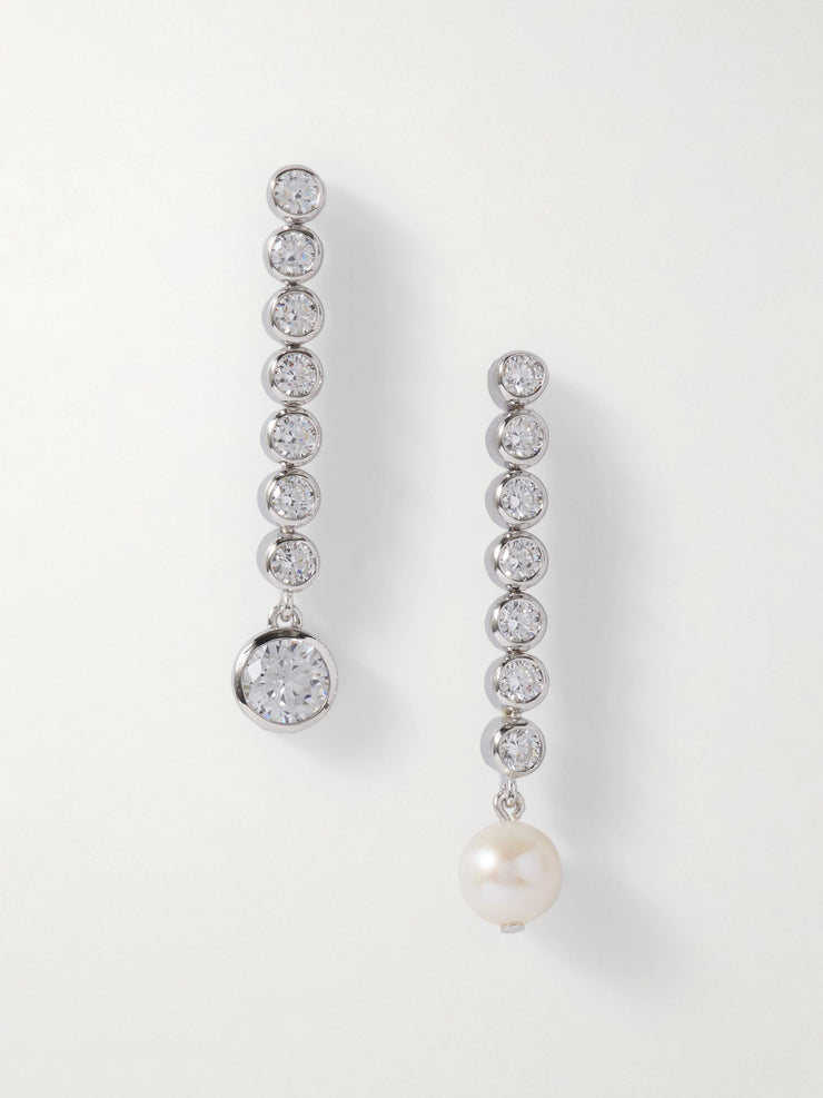 Ascent recycled rhodium-plated pearl and cubic zirconia earrings Jewellery and Watches Completedworks    - Collagerie