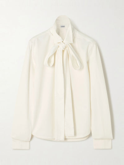 Loewe Pussy-bow cotton-twill blouse at Collagerie