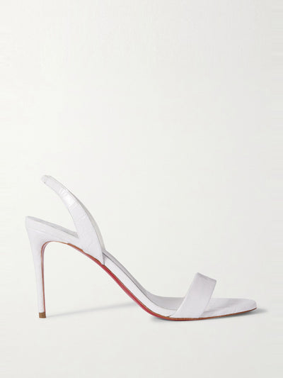 Christian Louboutin O Marylin 85 croc-effect patent-leather slingback sandals at Collagerie