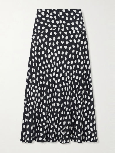 Tove Clover polka-dot silk crepe de chine midi skirt at Collagerie