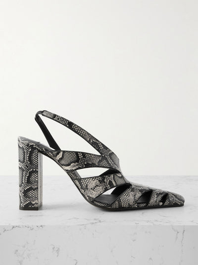 Alaïa 90 snakeskin slingback sandals at Collagerie