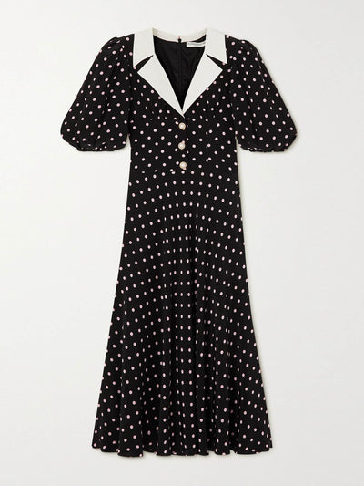 Alessandra Rich Embellished polka-dot silk crepe de chine maxi dress at Collagerie