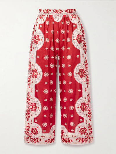 Alix of Bohemia Otto cropped bandana-print cotton-voile wide-leg pants at Collagerie