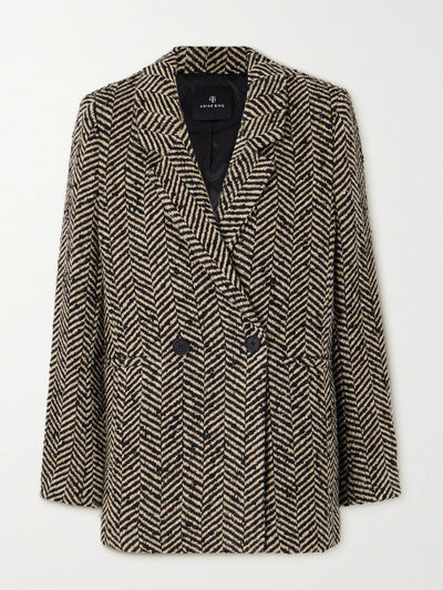 Anine Bing Diana double-breasted herringbone tweed blazer at Collagerie