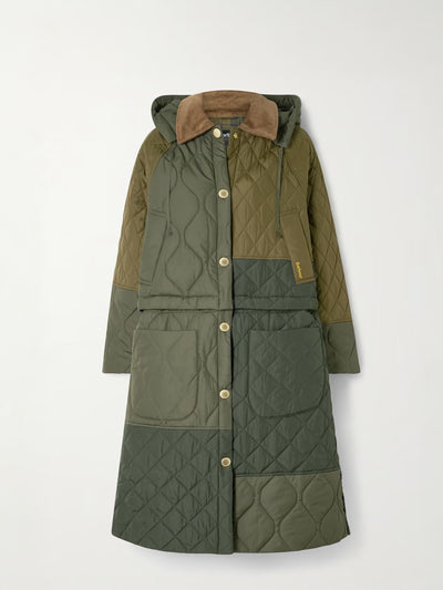 Barbour Lilian hooded convertible corduroy-trimmed quilted recycled-shell coat at Collagerie