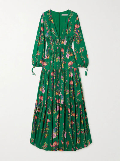 Borgo De Nor Sierra green Freya crepe maxi dress at Collagerie