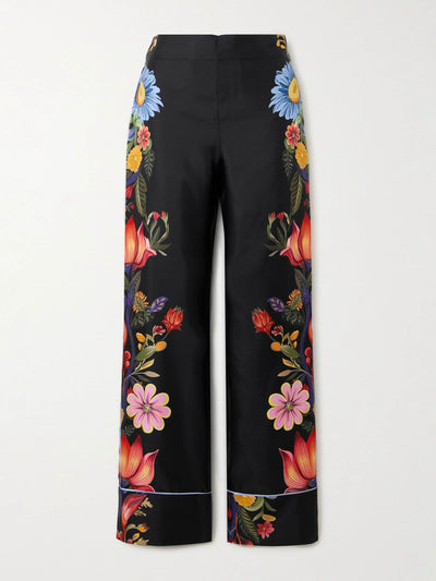 Borgo De Nor Sierra black Havana silk twill trousers at Collagerie