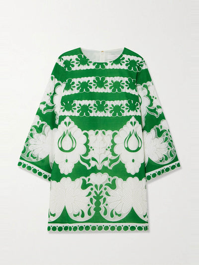 Borgo De Nor Green and white Stevie burn out mini dress at Collagerie