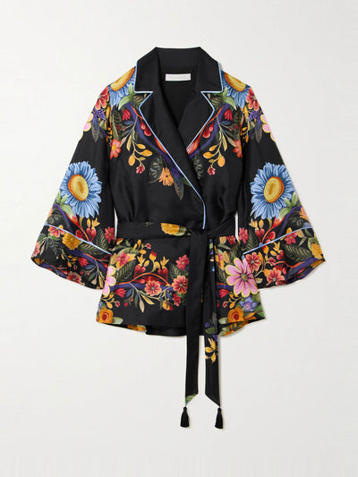 Borgo De Nor Sierra black Una silk twill jacket at Collagerie