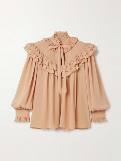 Chloé Ruffled organic silk blouse at Collagerie