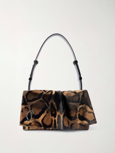 Christian Louboutin Baggy small gathered leopard print calf hair shoulder bag at Collagerie