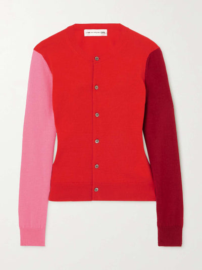 Comme Des Garçons Color-block knitted cardigan at Collagerie