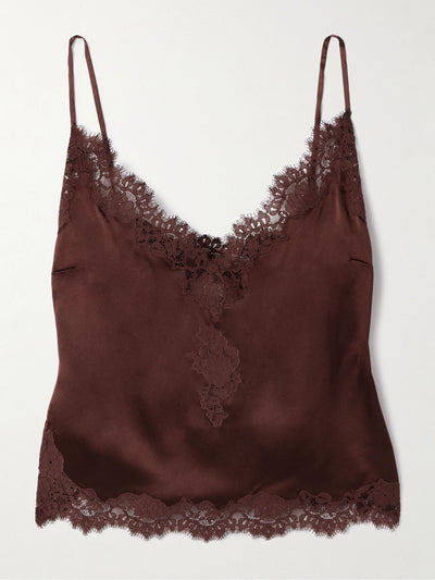 Dôen Kira corded lace-trimmed silk-satin camisole at Collagerie