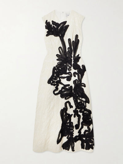 ERDEM Appliquéd organza-trimmed cloqué midi dress at Collagerie