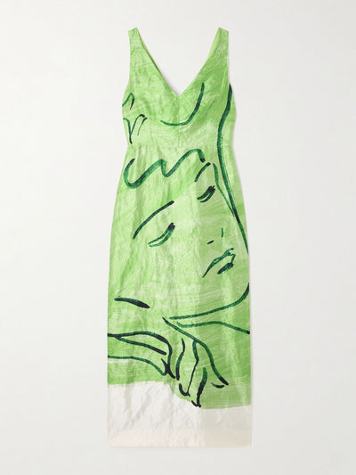 ERDEM Printed satin-twill midi dress at Collagerie