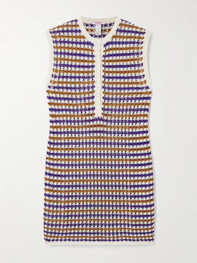 Eres Striped crocheted cotton-blend mini dress at Collagerie