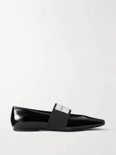 Givenchy Logo-appliquéd patent-leather ballet flats at Collagerie