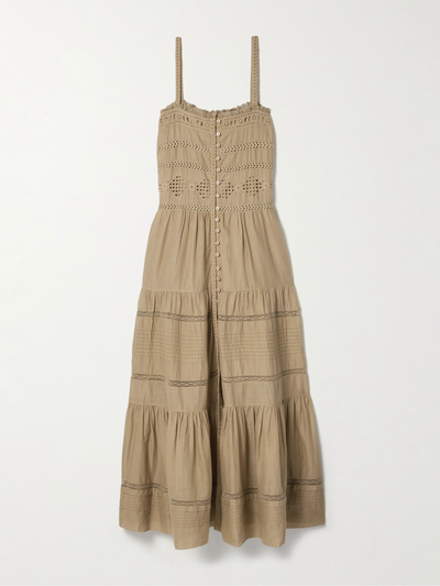 Marant Étoile Divine lace-trimmed broderie anglaise cotton-voile midi dress at Collagerie