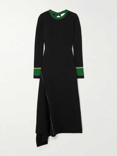 AZ Factory Black cut-out ribbed wool midi dress at Collagerie