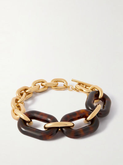 Rabanne XL Link oversized gold-tone and tortoiseshell necklace at Collagerie