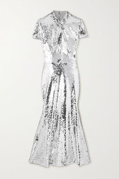 Self-Portrait Sequined tulle midi dress at Collagerie