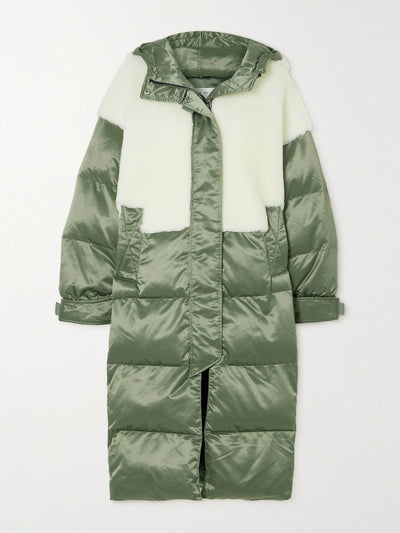 Shoreditch Ski Club Marlowe hooded shearling-paneled padded shell coat at Collagerie