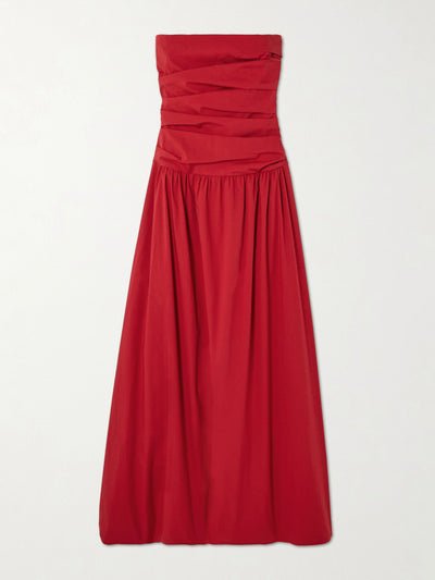 St. Agni Strapless tie-back crinkled cotton-blend maxi dress at Collagerie