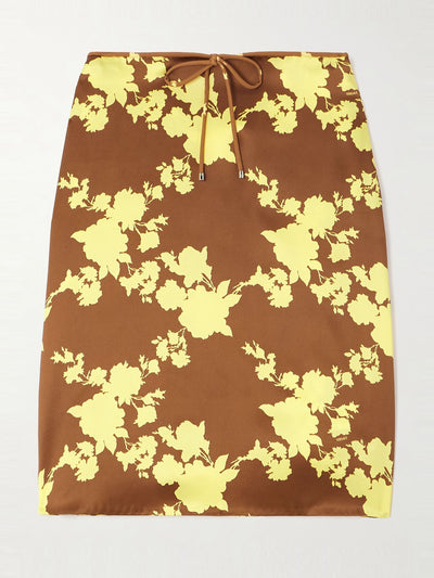 Versace Floral-print silk-satin midi skirt at Collagerie