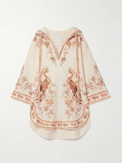 Zimmermann Ascension hooded printed cotton mini dress at Collagerie