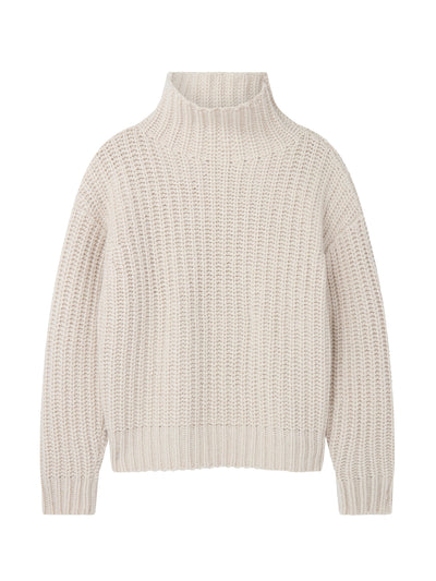 Navygrey The heirloom funnel knit tops at Collagerie