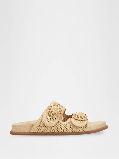 Marc Fisher Beaded woven dual-strap slide sandals at Collagerie